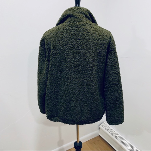 Olive Green Teddy Coat - Picture 3 of 4